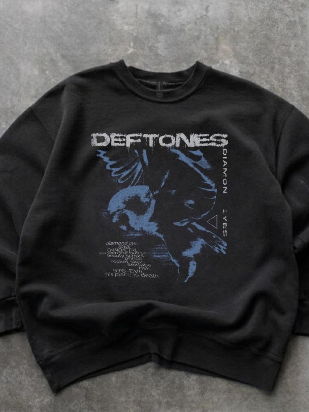 Gildan Black Crewneck Sweater with Blue Graphic